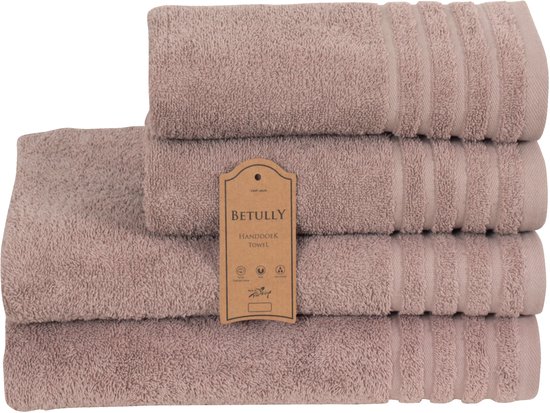 Betully ® - Handdoeken Set - 50x100(2stuk) - 70x140cm(2stuk) - set van 4 - Hotelkwaliteit – Zware kwaliteit 500 g/m2 Beige