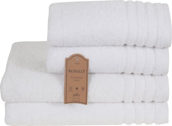 Betully ® - Handdoeken Set - 50x100(2stuk) - 70x140cm(2stuk) - set van 4 - Hotelkwaliteit – Zware kwaliteit 500 g/m2 Wit