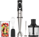 Aviro 6-in-1 Staafmixer Set - 1000W - 20 Snelheden - Hakmolen, Melkopschuimer, Garde & Maatbeker - RVS