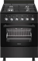 Bol.com Wiggo WO-E603R(BB) - Vrijstaand - Gasfornuis - Serie 3 - 60 cm - 66 Liter - 4 kookzones - Energieklasse A - 5 jaar garan... aanbieding