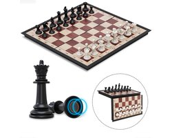 Woodley Magnetisch Schaakbord - Schaakspel met schaakstukken - Schaakset - Schaken - Inklapbaar - Makkelijk mee te nemen