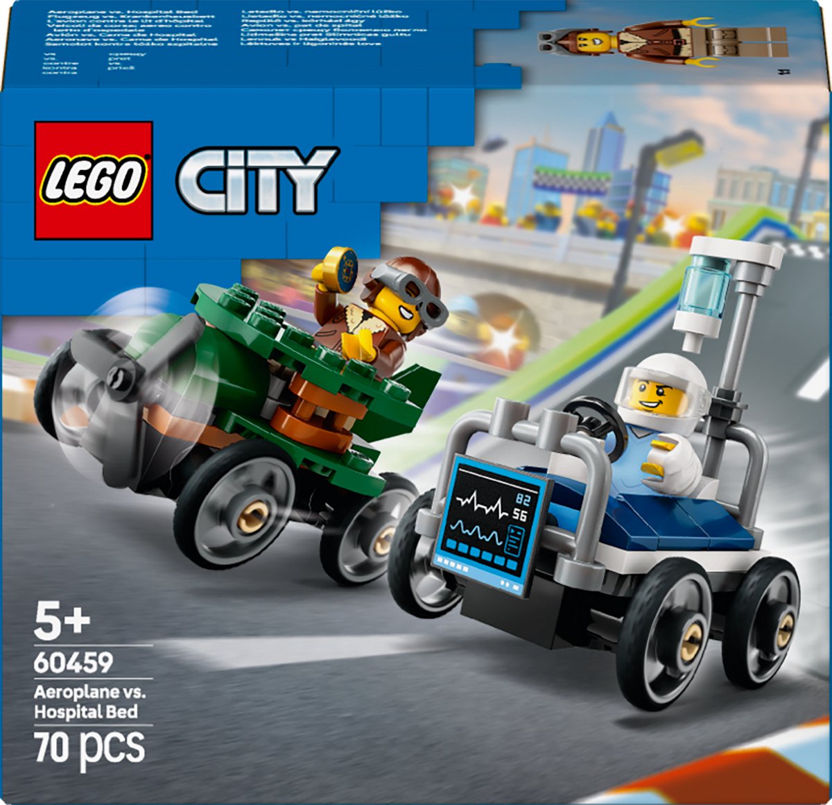 LEGO 60459 City Great Vehicles Raceautopakket:  vliegtuig vs. ziekenhuisbed