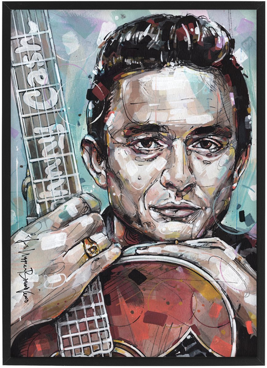 Country muziek poster 30,6x43 cm (A3) *ingelijst & gesigneerd