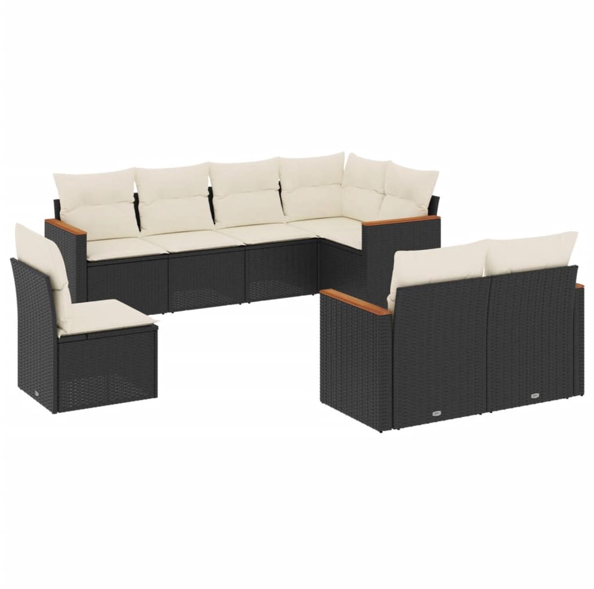 The Living Store 8-delige Loungeset met kussens poly rattan zwart - Loungeset - Tuinmeubels - Lounge Set - Pe Rattan - Outdoor Furniture The Living Store 8-delige Loungeset met kussens poly rattan zwart - Loungeset - Tuinmeubels - Lounge Set - Pe Rattan - Outdoor Furniture - Afbeelding 1