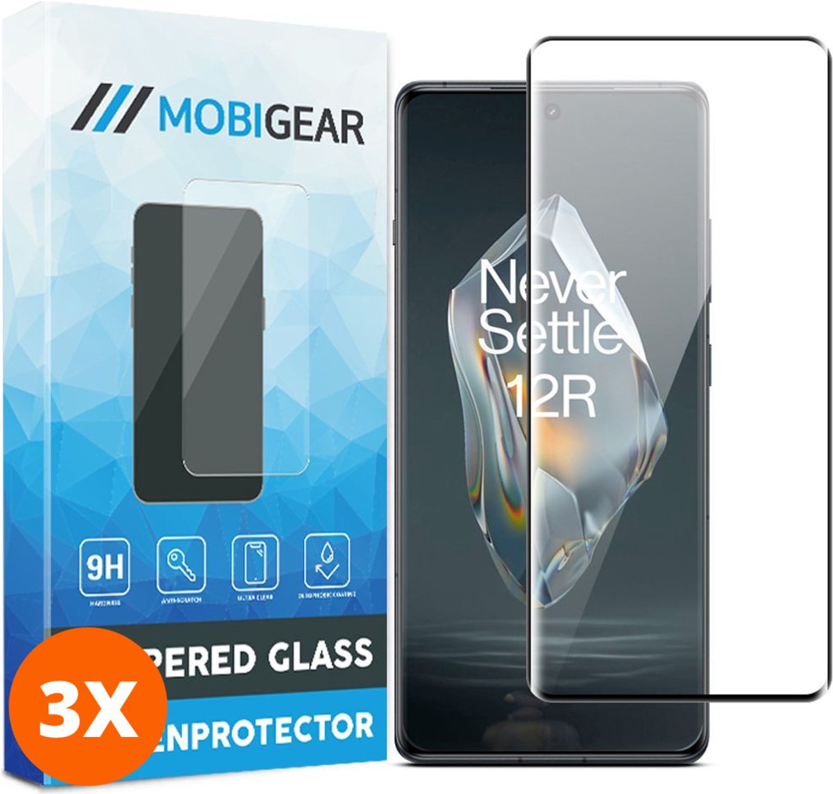 Mobigear Screenprotector geschikt voor OnePlus 12R Glazen | Mobigear Premium Screenprotector - Case Friendly (3-Pack)