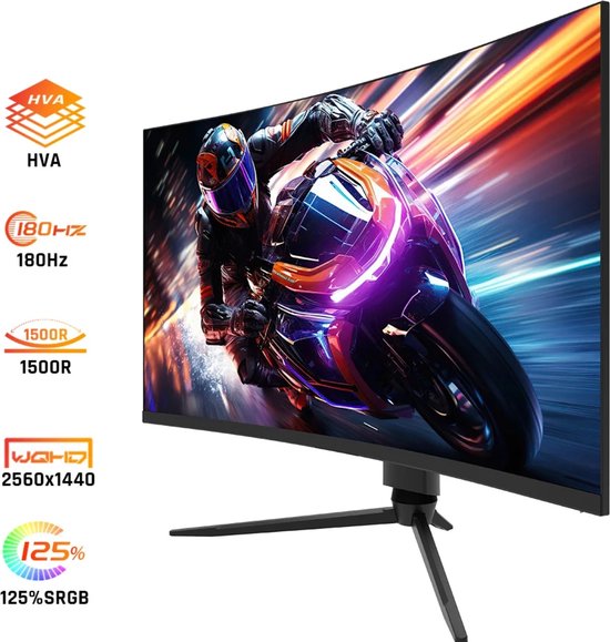 EliteNest® - Gebogen Gaming Monitor 32" - 2560x1440 QHD - 170Hz - 1500R Curve - HDR10 - FreeSync & G-Sync - Verstelbare Stand - VESA Mount