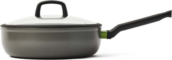 BK Balans Keramische Antiaanbaklaag Hapjespan met deksel Ø28cm - 4.6l - PFAS-vrij - Inductie Wokpan - Ovenbestendig tot 160°C - Vaatwasmachinebestendig - Koudgrepen - Met deksel - Grijs