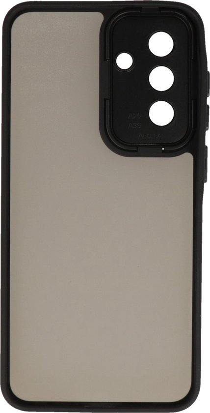Coque pour Samsung Galaxy A36 - Transparente mate avec étui de protection pour appareil photo - Zwart