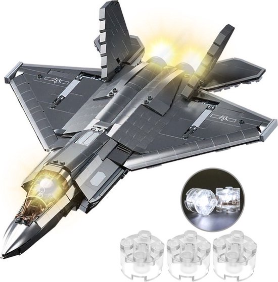 Sluban - J35S Straaljager met LED verlichtingen | WW2 army luchtmacht | Technic creator ideas educatief leger speelgoed | Expert bouwpakketten voor volwassenen compatibel met lego mould king mega | Classic icons vliegtuig modelbouw | 838 bloks