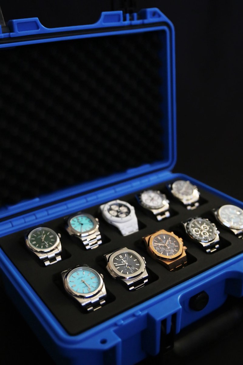 Onverwoestbare horlogekoffer voor 10 horloges - Blauw - Originele Elbrus Horology Timepiece Valet horlogedoos draagkoffer draagbare koffer