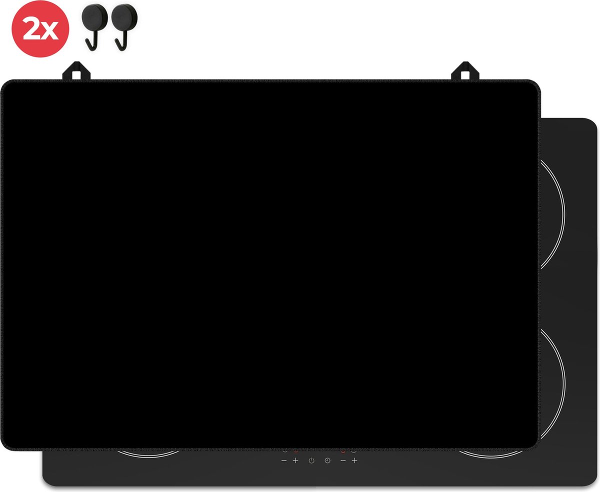 KitchyMist Inductie Beschermer 76x52 cm - Zwart Effen - Kookplaat Beschermer - Afdekplaat voor Kookplaat - Inductie Mat - Spatscherm Achterwand Keuken