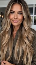 Extensions de cheveux Halo | Extensions de cheveux | 50 CM | 95 GR | Cheveux humains |Châtain clair/blond Heel clair| Vrais Cheveux | L'étiquette des cheveux