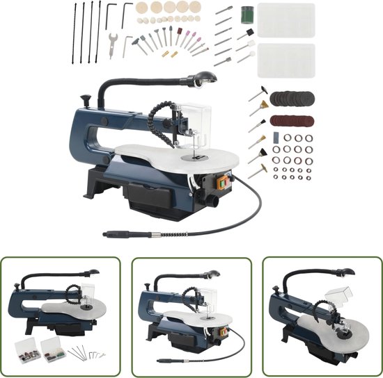 vidaXL Houtbewerking - Figuurzaagmachine - Figuurzaagmachineset 125 W 252 mm 108-delig - DIY - Handgereedschap - Elektrische Zaag