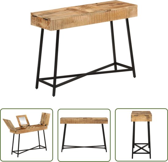 vidaXL Kaptafel met spiegel 100x50x75 cm ruw mangohout