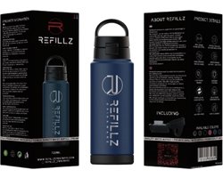 Refillz Drinkware® - (NEW) Pro X Bottle Navy Blue - Dubbelwandige Thermo Drinkfles 720ML - Waterfles - RVS Bidon - Click & Lock Lid Pro - 24u koud / 12u warm - Lekvrij Design - BPA Vrij