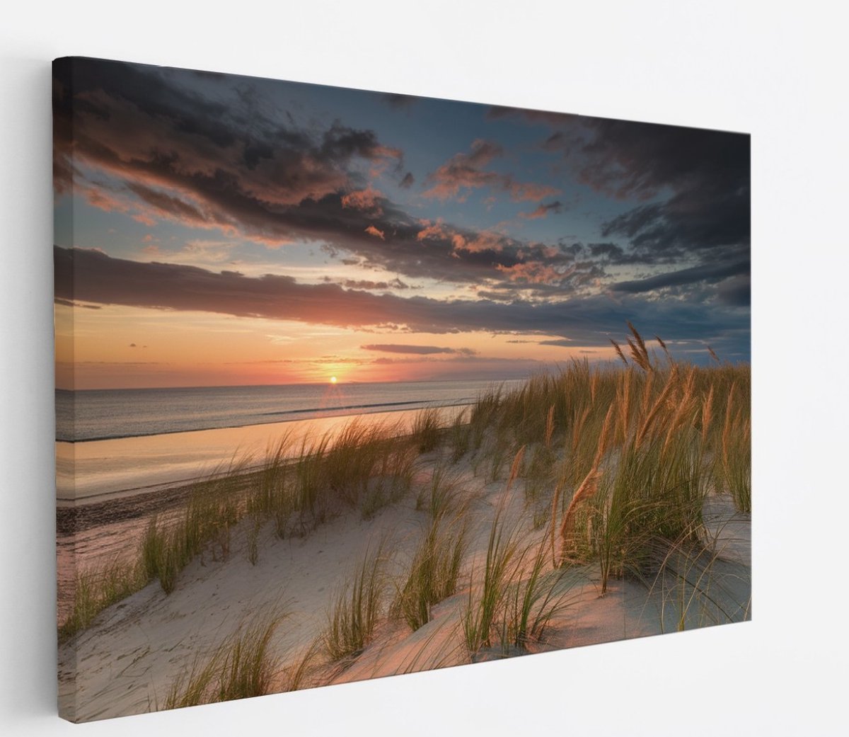 Saammp Canvas Schilderij - Strand - Zee - 120x80 - Foto op canvas - Wanddecoratie - muurdecoratie Woonkamer - Slaapkamer decoratie - Canvas Print Multicolor