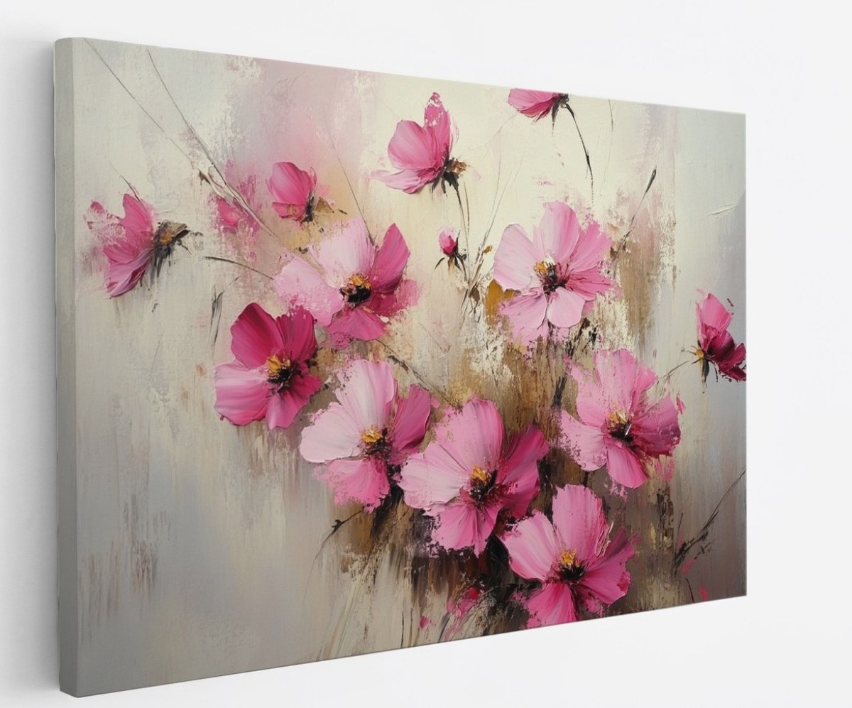 Saammp Canvas Schilderij - Wilde Bloemen in Weide - Natuur - 40x30 - Foto op canvas - Wanddecoratie - Muurdecoratie Woonkamer - Kantoor Decoratie Multicolor