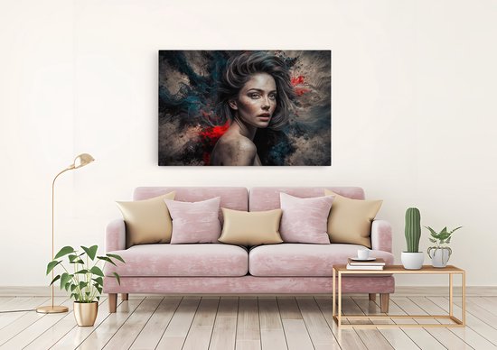 Tableau sur toile Saammp - Abstrait - Femme - Rouge - 70x50 - Photo sur toile - Décoration murale - Décoration murale Salon - Décoration chambre - Impression sur toile
