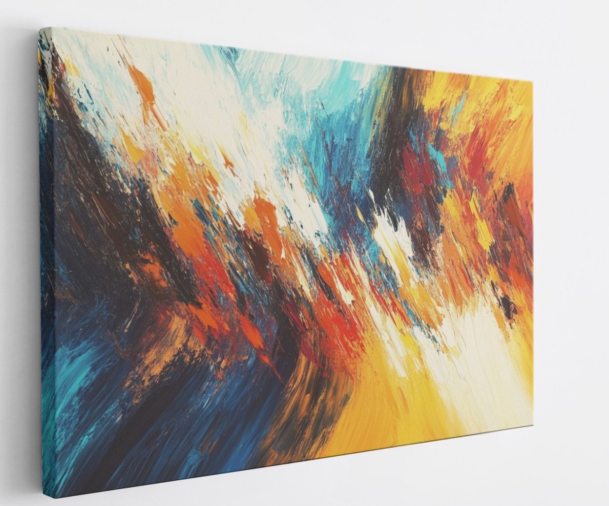 Saammp Canvas Schilderij -Kleurrijke groffe strepen - Abstract kunstwerk - 100x75 - Foto op canvas - Wanddecoratie - Muurdecoratie Woonkamer - Slaapkamer decoratie - Canvas Print Multicolor