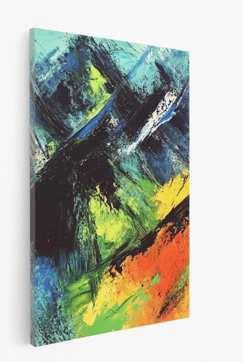 Saammp Canvas Schilderij - Kleurrijke verfspatten - Abstract kunstwerk - 30x45 - Foto op c