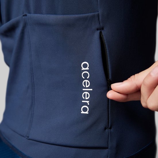 Maillot de cyclisme polaire Acelera à manches longues, veste de cyclisme Dark Blue - Thermo - Veste de cyclisme - Veste de course cycliste - Veste de cyclisme - Femme - Maillot de cyclisme à manches longues - Taille M