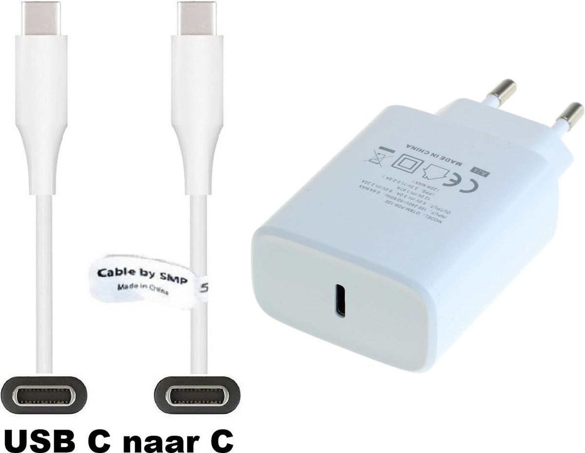 OneOne 20W snellader + 0,5m Sterke USB C naar C kabel. PD lader. Oplader adapter past op Google Pixel 7, 7 Pro, 8, 8a, 8 Pro, 9, 9 Pro, 9 Pro XL, 9 Fold, 10, 10 Pro, 10 Pro XL, 10 Fold, C, XL