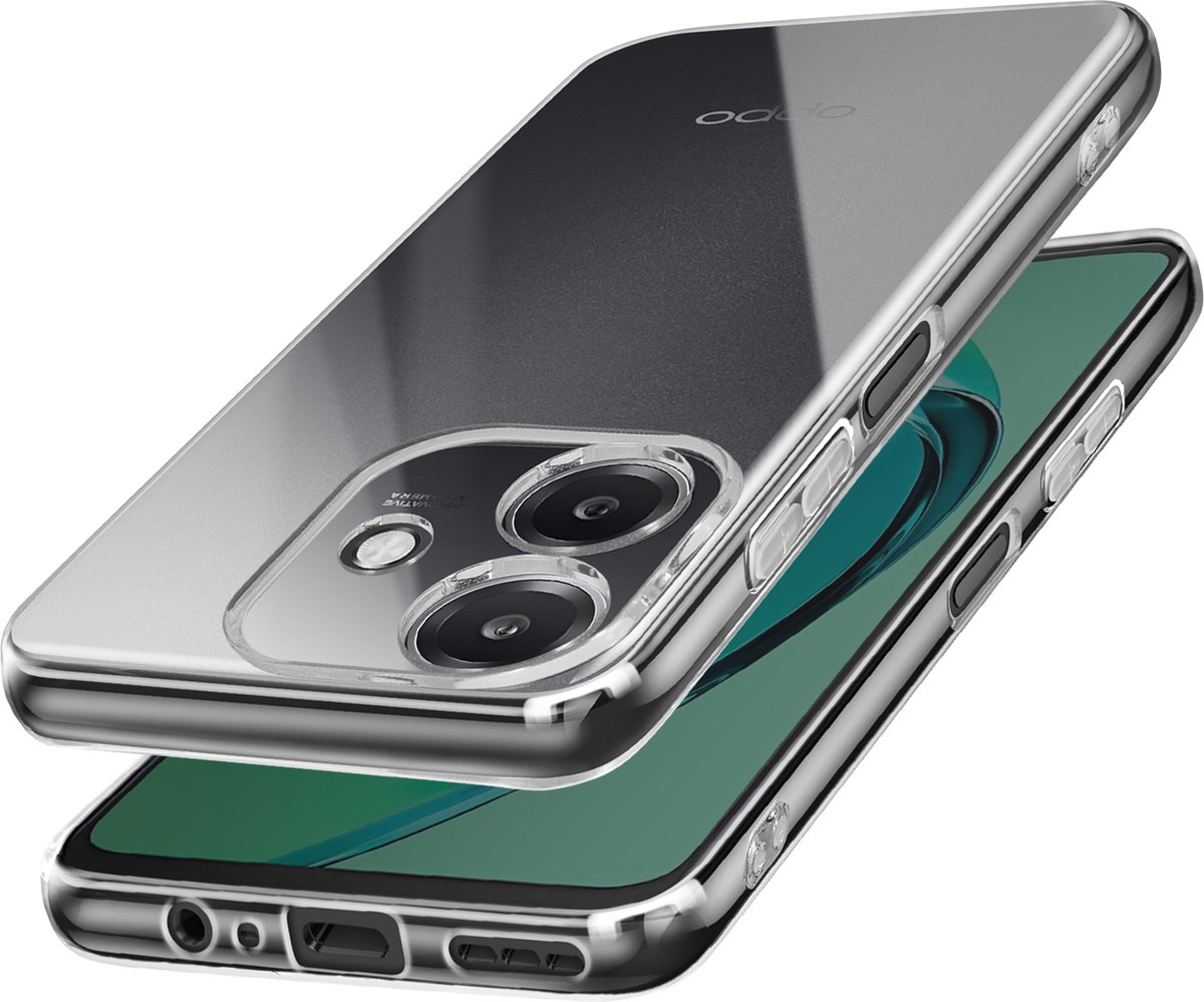 Avizar Hoesje Geschikt voor Oppo A40 Contour Silicone Acryl Rug, Transparant