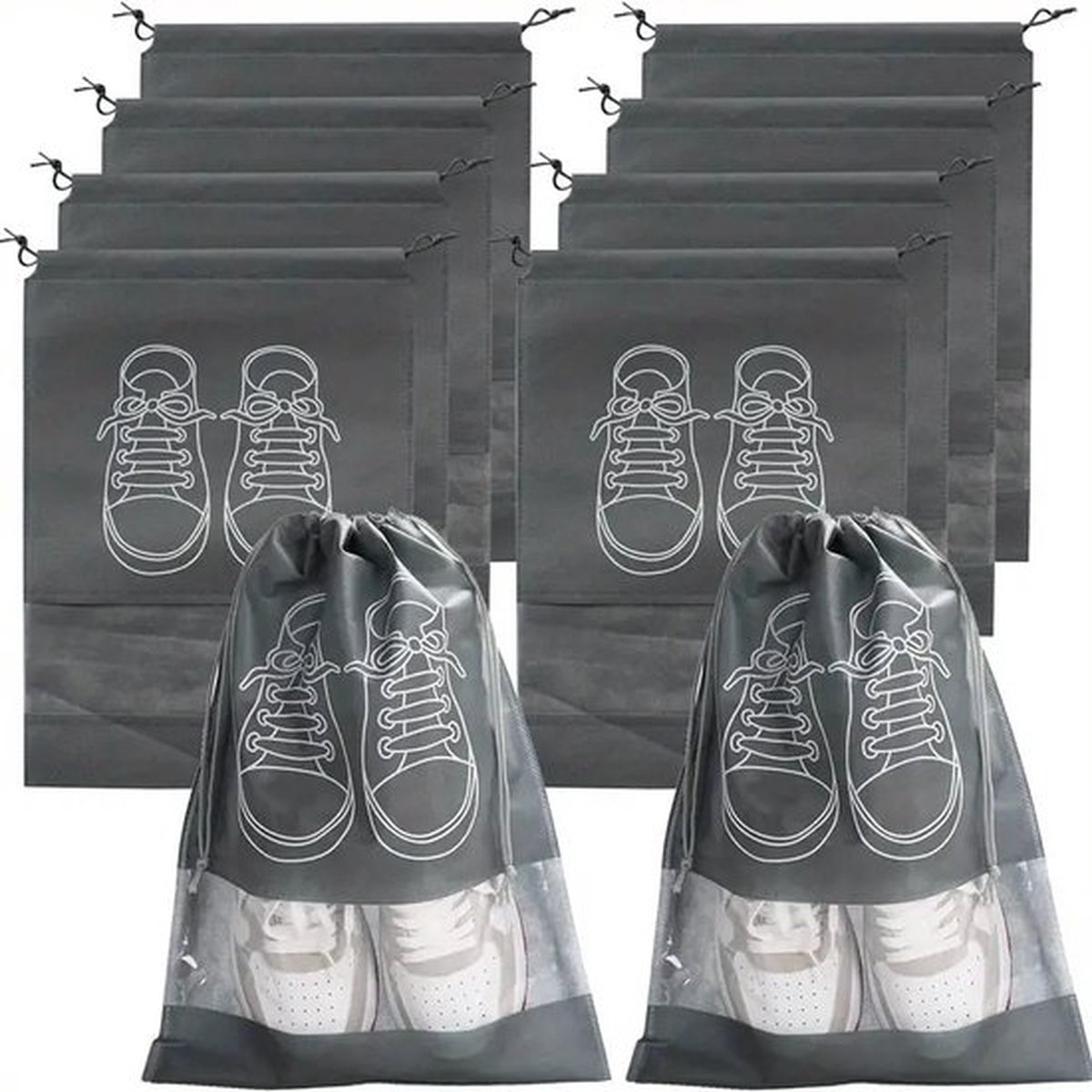 KEKX | Schoenen Opberg Zak | Tas Voor Op Reis |Extra Groot | Grijs | Milieuvriendelijk | Waterafstotend | Opslag & Opbergen schoen | Reizen | Reis product | Makkelijk in de koffer | Houd je spullen schoon | Reisaccessoires