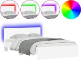vidaXL - Cadre de lit - avec - tête de lit - et - LED - blanc - 120x190 - cm