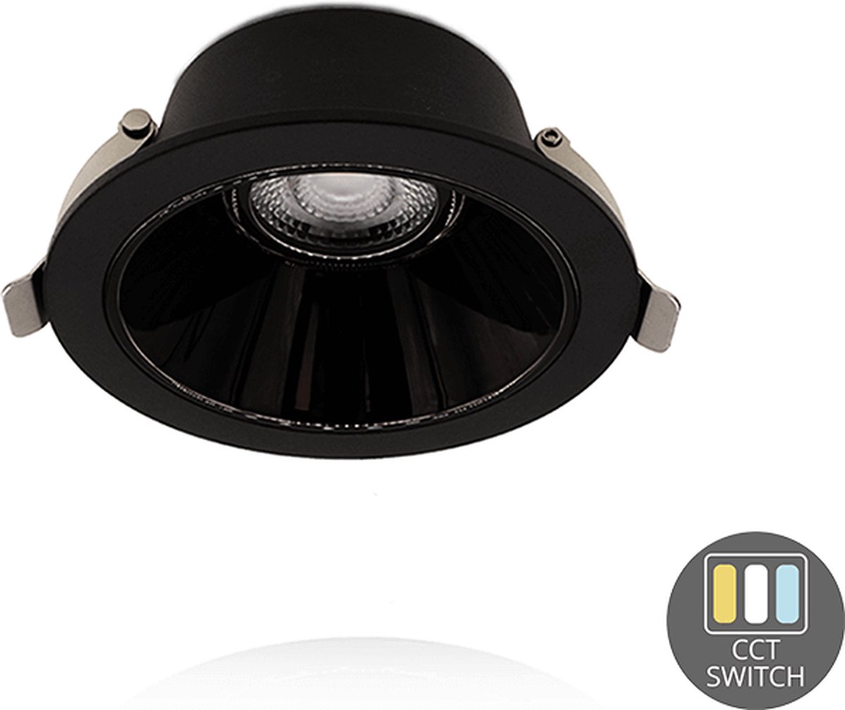 OutledTL | LED Downlight Kerber - TriColor - 7 Watt - Zaagmaat 75 - 90MM - Zwart