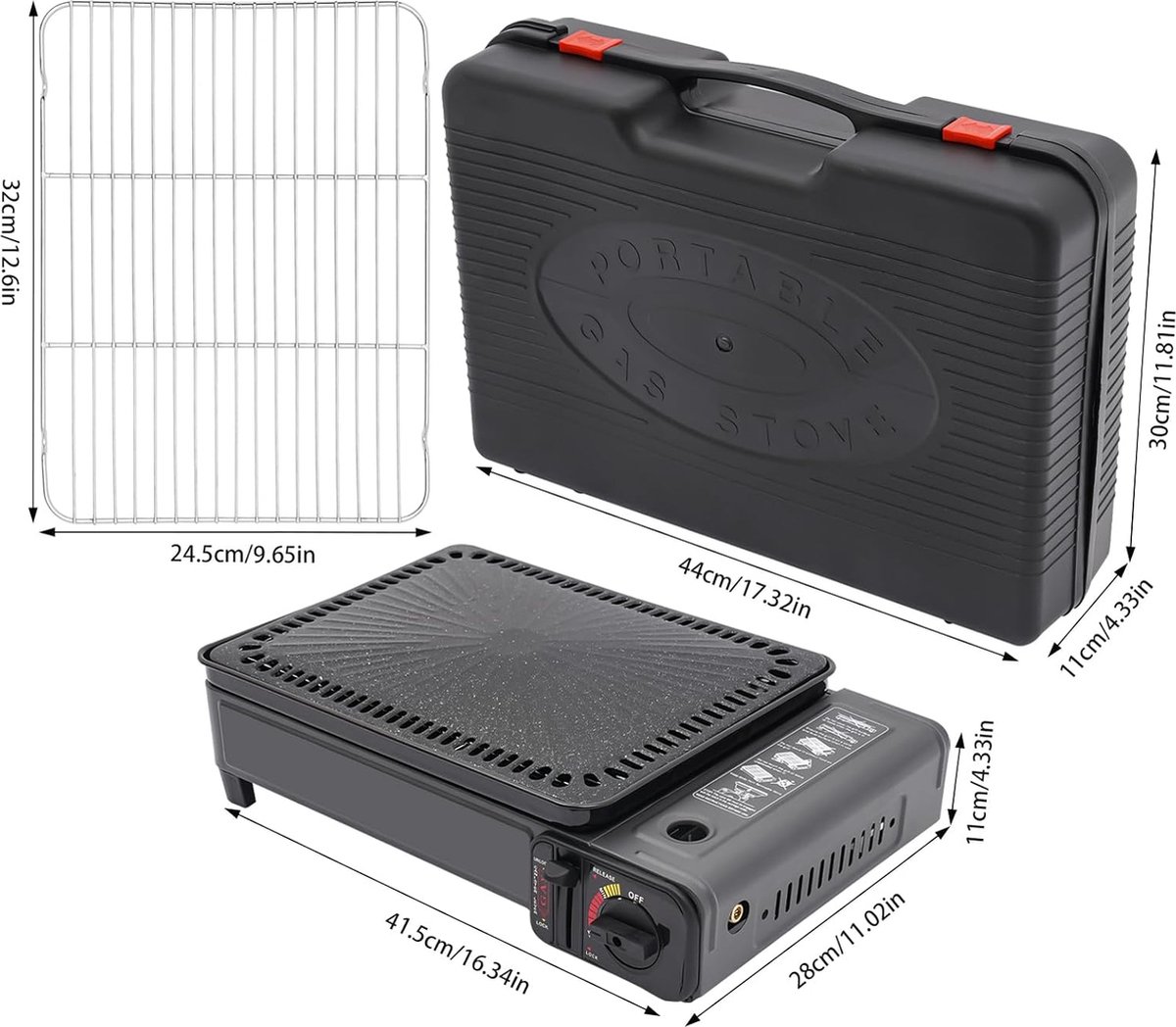 SMH LINE® Draagbare Party Grill - Camping kooktoestel - Gas barbecue - Incl. 4x Gasflessen thumbnail 4
