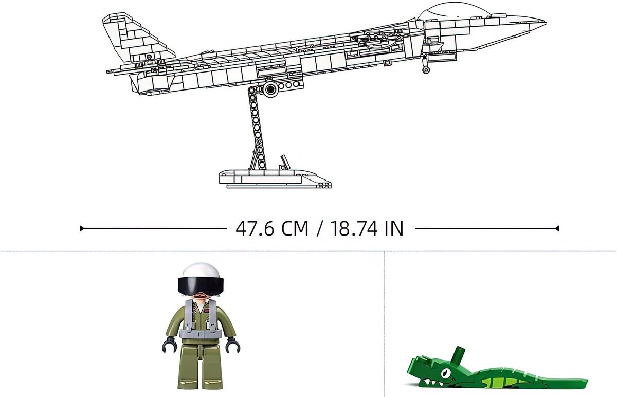 Sluban - J20S Straaljager met LED verlichtingen | WW2 army luchtmacht | Technic creator ideas educatief leger speelgoed | Expert bouwpakketten voor volwassenen | Classic icons vliegtuig modelbouw | 953 bloks — afbeelding 13