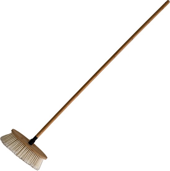 Kamerbezem - Veegborstel met steel voor binnen - Veegborstel - Kamerveger - zachte bezem met steel voor binnen & buiten - Bezemkop 30 cm - Bezemsteel 120 cm - Beige — afbeelding 2