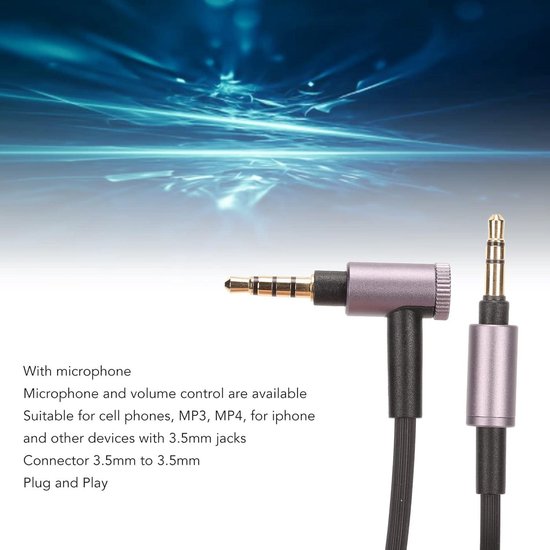 Vervangende audiokabel voor Sony hoofdtelefoonkabel WH-1000XM3 XM2 XM4/H900N H800 3,5 mm audiokabel