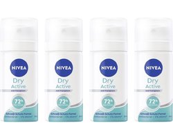 Nivea® | 4 x 35 ml Deodorant Women Dry Active | mini flacon | reisformaat | anti transpirant