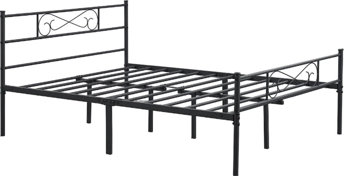 Bolt Edge Luxe Bedframe - Metaal - 2 persoons - 140x200cm - Incl. lattenbodem - Zwart