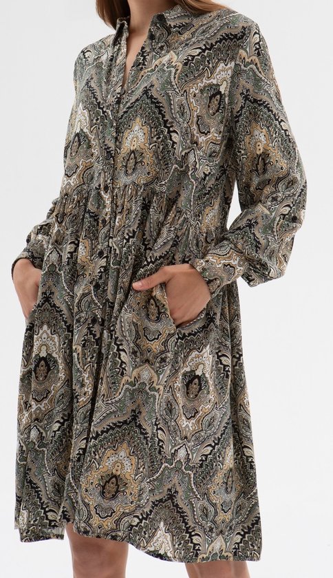 Robe courte en viscose avec col | Vert | Taille 40