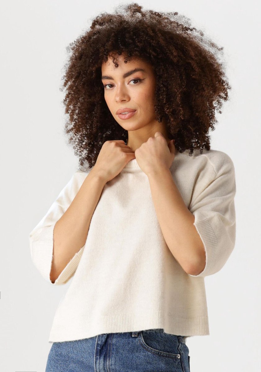 EDITED Birla Knit Shirt Tops & T-shirts Dames - Shirt - Gebroken wit - Maat 38