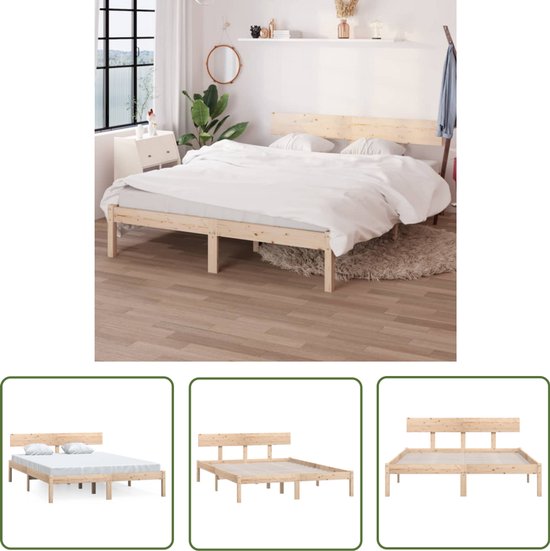 Platformbed met lattenbodem van massief grenen - Modern bedframe met