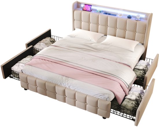 RWUDV Gestoffeerd bed 140 x 200 cm, wijnrood kinderbed met bloemblad hoofdeinde, modern tweepersoonsbed, meisjesbed van fluweel met lattenbodemkussen van massief hout voor slaapkamer