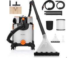 Zeegma Zonder Wash – Nat- & Droogzuiger – Tapijtreiniger – 1400W – 4L Waterreservoir – Blaasfunctie – HEPA-filter – Vermogensregeling – Extractietechnologie – 13m Bereik – Bekleding & Tapijt – Waterafvoer – Accessoireset – Zwenkwielen