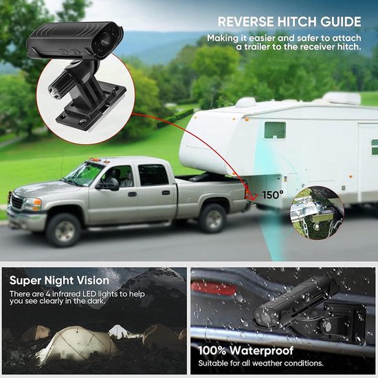 Cámara Rv Reverse Hitch Guide Hd 1080p A Prueba De Agua Noct | Meses