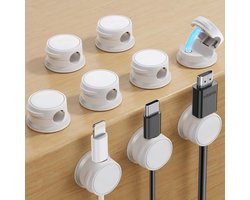 kabel organiser-9 stuks-Magnetische kabelklemmen-Geschikt voor nachtkastjes, bureaus, opladen via USB, kantoorruimtes-wit