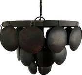 Stoer en sobere hanglamp met metalen ronde schijven in verweerd zwart L 60 cm / 2276