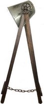 Industriële vloerlamp met naturel old finish kap en houten onderstel 155 cm 215300521
