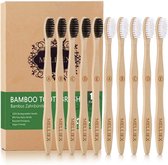 Brosses à dents en Bamboe , 10 pièces brosse à dents en bois durable, brosse à dents en bambou écologique biologique, sans BPA, ensemble de brosses à dents en bois
