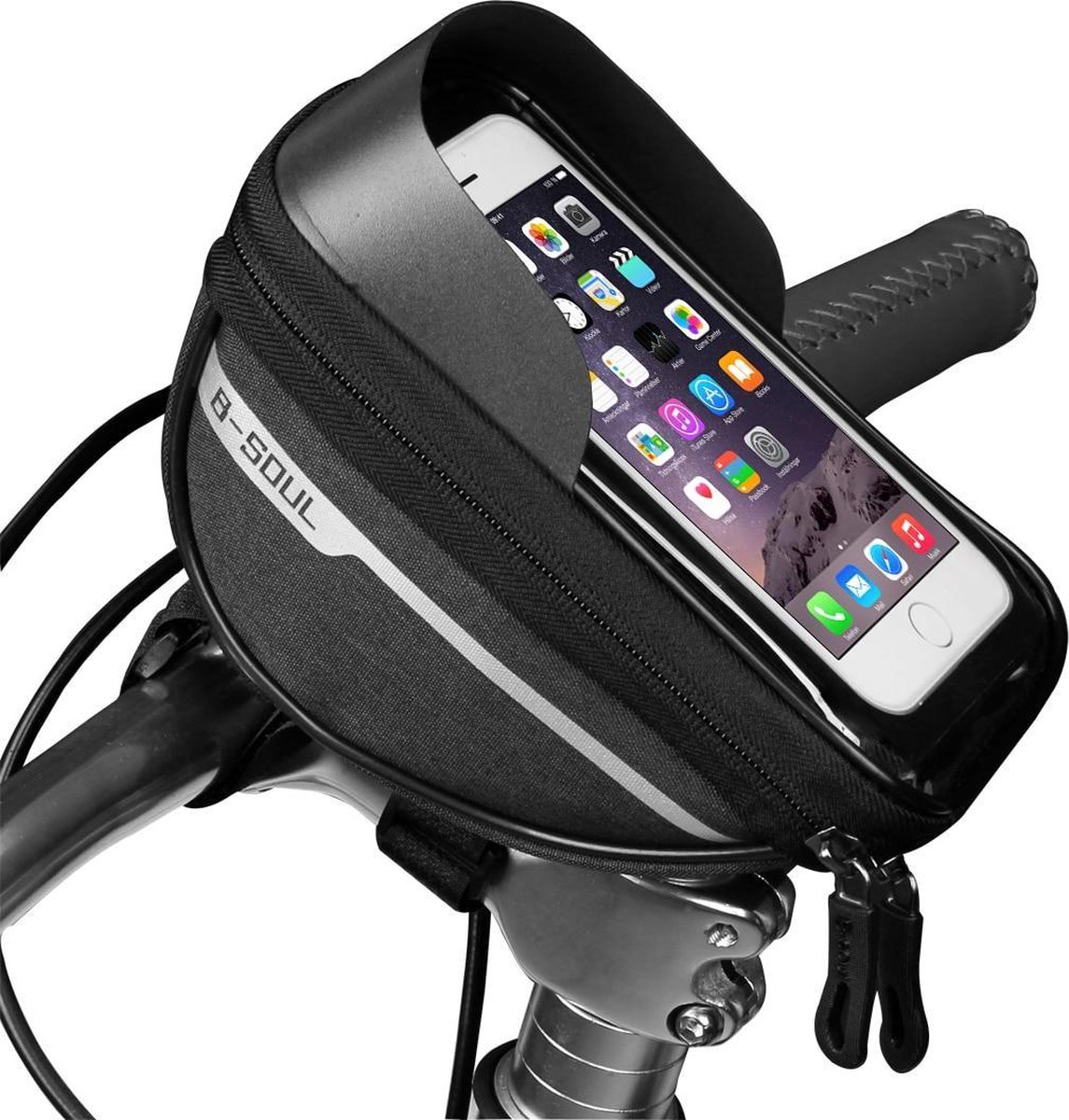 Stuurtas met telefoonhouder - Zwart - Waterdicht - 7 inch