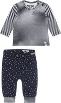 Dirkje - Kledingset - 3delig - Biologische katoen - Broek Blauw met figuurtjes - Shirt gestreept - 1paar witte sokjes - Maat 68