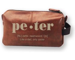 Cadeau voor peter - Toilettas - Lederen tas - Peter vragen - Geschenk