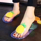 Zomer Dames Transparante Jelly Kristallen Slippers Buiten Badkamer Strand Sandalen Antislip Slippers, Maat: 39 (Ananas)